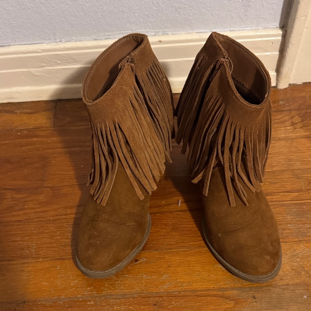 Mossimo Supply Co. Brown Fringe Heeled Boots